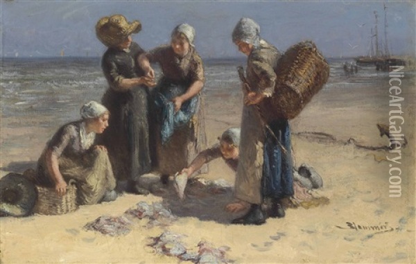 The Catch Oil Painting - Bernardus Johannes Blommers