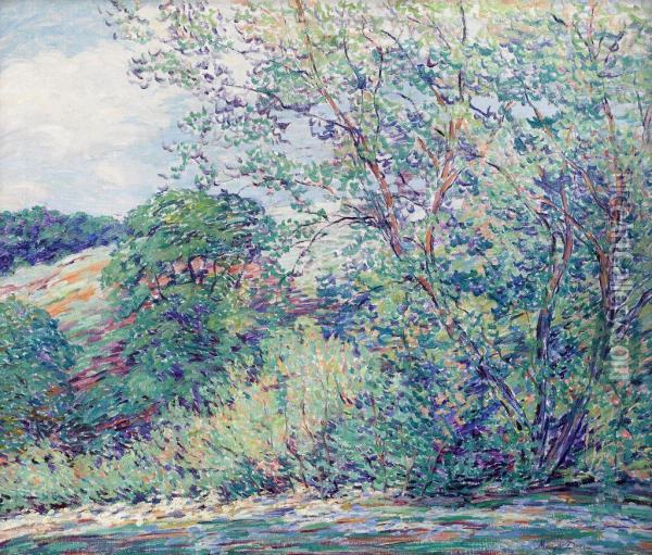 Trees By A River, Summer's Day Oil Painting - Maude Drein Bryant