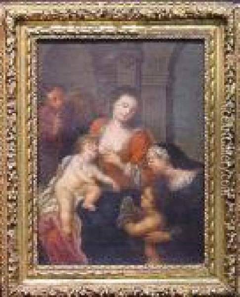 Holy Family With Infant Saint John The Baptist Oil Painting - Peter Paul Rubens
