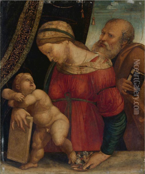 The Holy Family Oil Painting - Bernardino di Bosio (see ZAGANELLI)