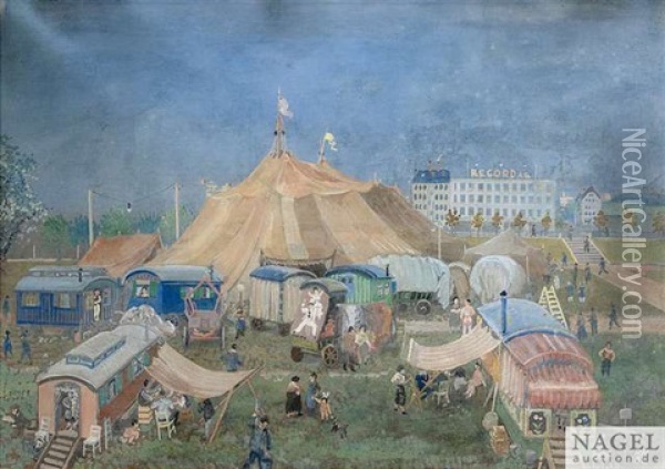 Zirkus Auf Dem Wasen Oil Painting - Reinhold Naegele the Elder