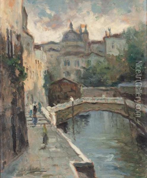 Canale Veneziano Oil Painting - Alessandro Catalani