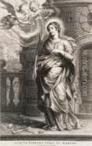 Saint Barbara (hollstein 263) Oil Painting - Peter Paul Rubens