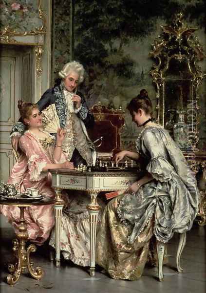 The Game of Chess Oil Painting - Arturo Ricci
