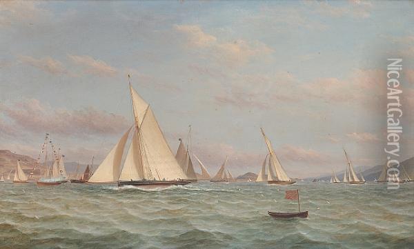 The Cutter 
Avon 
 Winning The Prize Atthe Opening Cruise Of The Clyde Yacht Club Oil Painting - William Clark Of Greenock