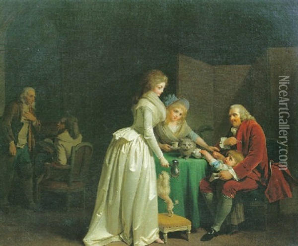 La Tasse De Cafe Ou Portrait De La Famille Beaumarchais-lepine Oil Painting - Louis Leopold Boilly