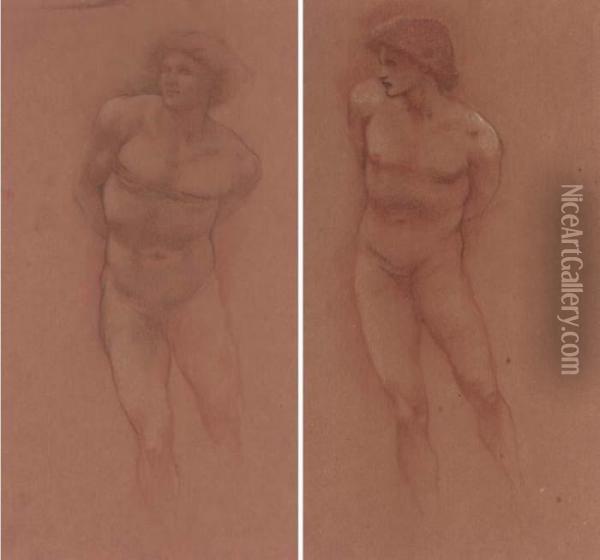 Two Studies Of Male Nudes For 'the Car Of Love' Oil Painting - Sir Edward Coley Burne-Jones