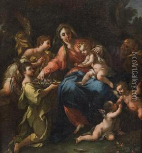 Madonna Con Bambino E Angeli Oil Painting - Michele Da Parma (see Rocca)