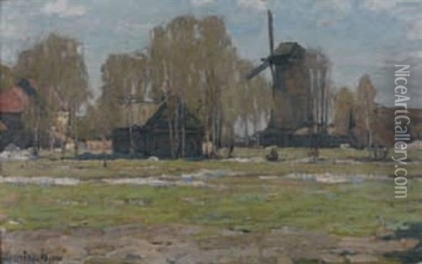 Les Moulins Oil Painting - Petr Ivanovich Petrovichev