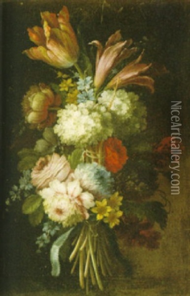 Blomsterstilleben Oil Painting - Jean-Baptiste Belin de Fontenay the Elder