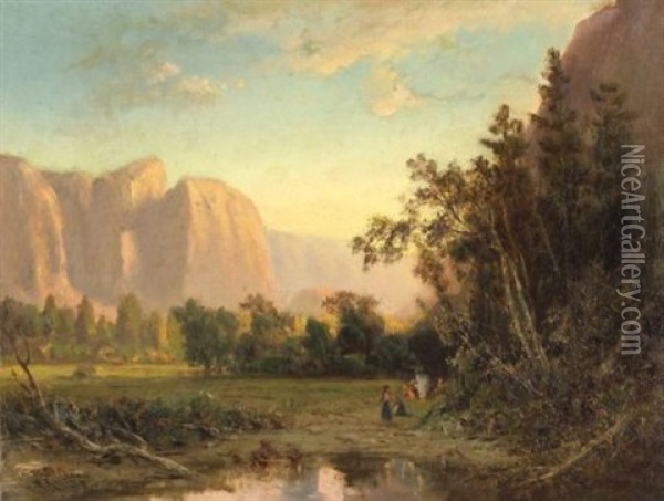Camp At The Foot Of The Mountain Oil Painting - William Keith