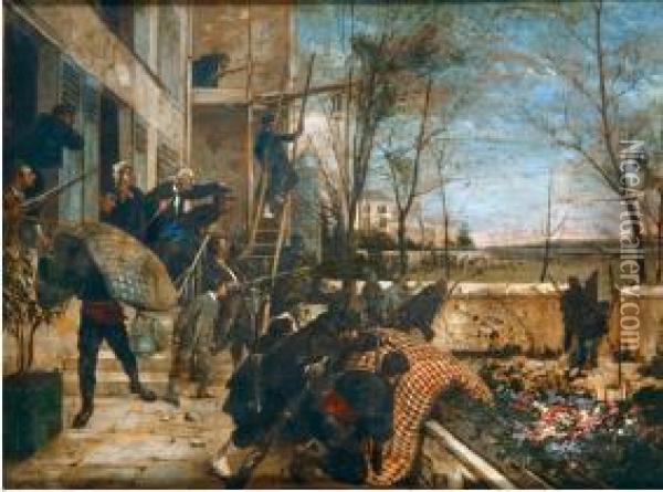 Scene De La Guerre De 1870. Oil Painting - Henri Ch. Etienne Dujardin-Beaumetz
