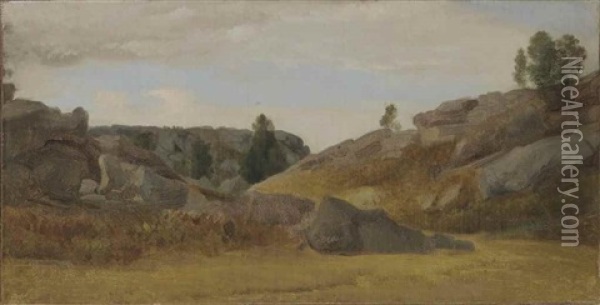 Vue De Fontainebleau Oil Painting - Claude Felix Theodore Deligny