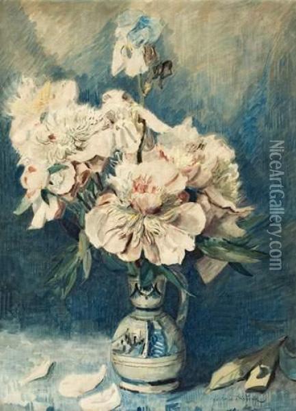 Bouquet Dans Un Vase. Oil Painting - Zacharie Astruc