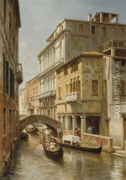A View Of Venice, The Palazzo Vidman (1913) Oil Painting - Jacques Francois Carabain