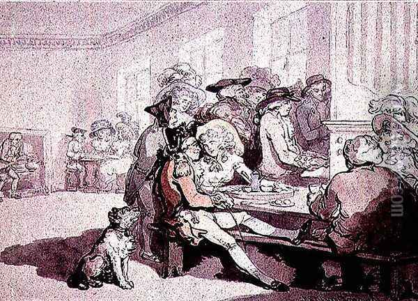Taking tea at the White House, 1787 Oil Painting - Thomas Rowlandson