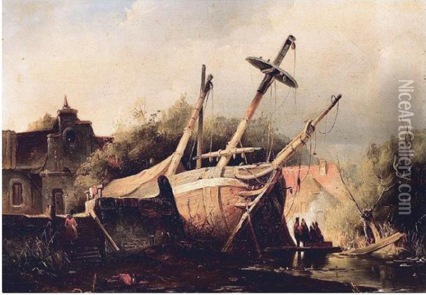 Shipwreck Oil Painting - Hermanus Koekkoek