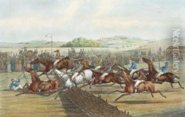 A Hurdle Race Oil Painting - Henry Thomas Alken
