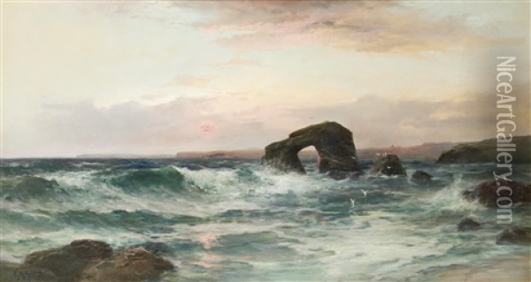 Thurlestone Rock Oil Painting - George Henry Jenkins