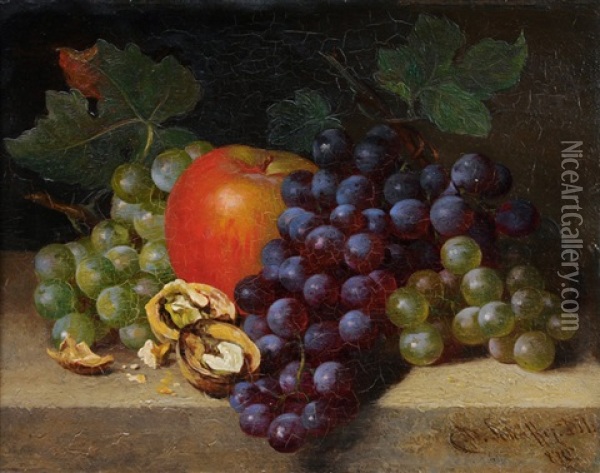 Still Life With Fruits Oil Painting - Adalbert Schaeffer