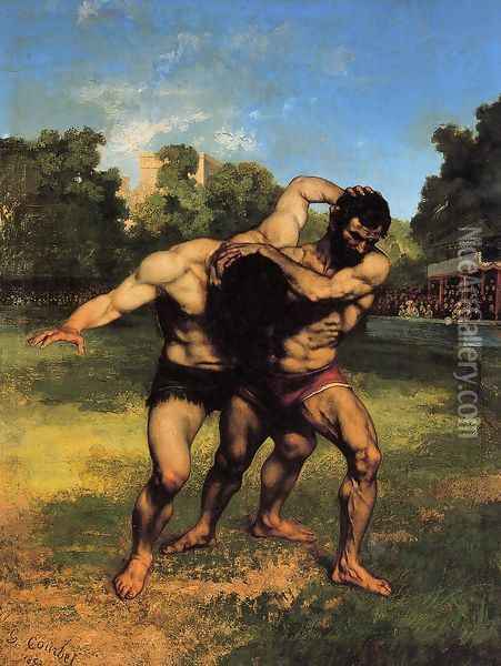 The Wrestlers, 1853 Oil Painting - Gustave Courbet