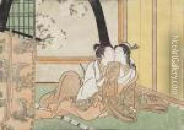 Pornography Oil Painting - Suzuki Harunobu