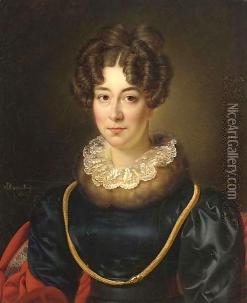 A Portrait Of Mrs. Johanna Barbara Archer-Rendorp, Oil Painting - Alexandre-Jean Dubois Drahonet