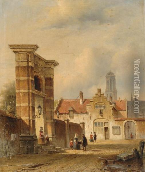 Cityscape Oil Painting - Cornelis Petrus 't Hoen