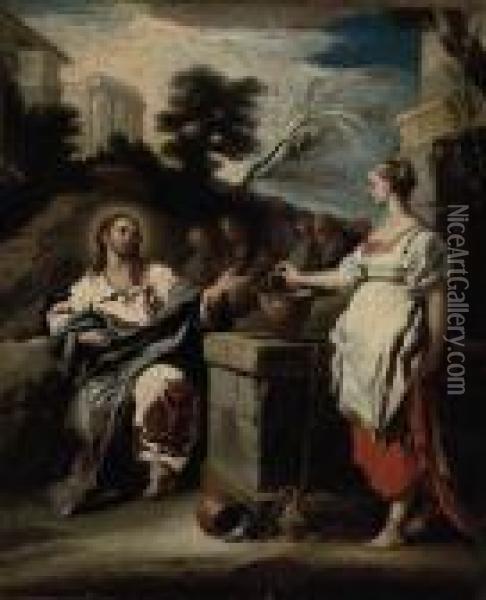 Christ And The Woman Of Samaria Oil Painting - Francesco Solimena
