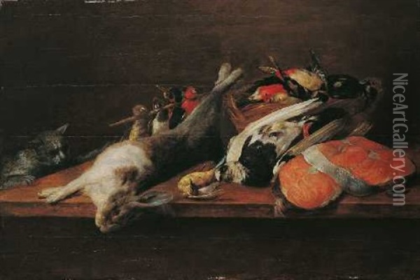 Jagdstillleben Oil Painting - Pieter van Overschee