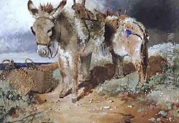 Donkeys 1855 Oil Painting - Erskine Nicol