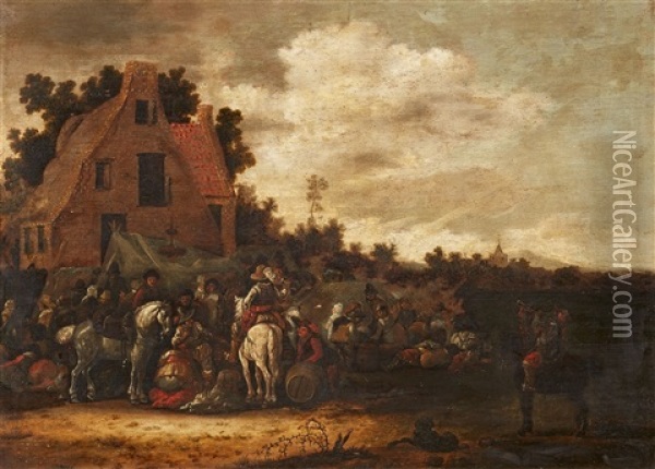 Rest By A Tavern Oil Painting - Pieter Wouwerman