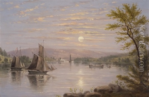 Sunrise On Lake Champlain Oil Painting - William Rickarby Miller