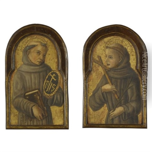 San Bernardino (+ A Franciscan Monk; Pair) Oil Painting - Vittorio Crivelli