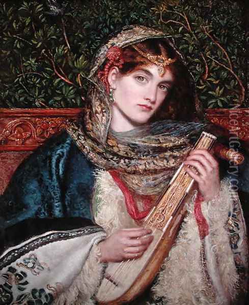 Girl Playing Music Oil Painting - Maria Euphrosyne Spartali, later Stillman