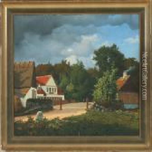 Elmelundshuset Oil Painting - Anton Edvard Kieldrup