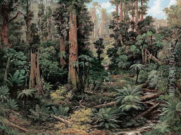 In the Sassafras Valley, Victoria, 1875 Oil Painting - Isaac Whitehead