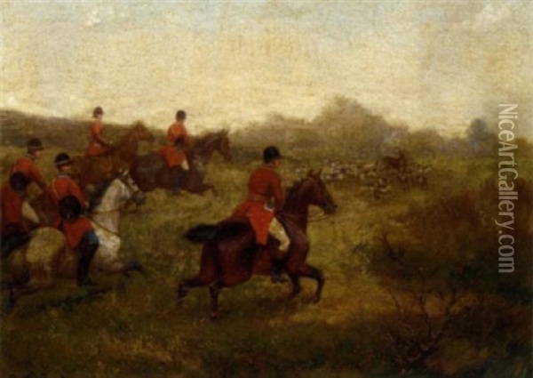 The Stag Hunt Oil Painting - R. Gilbert