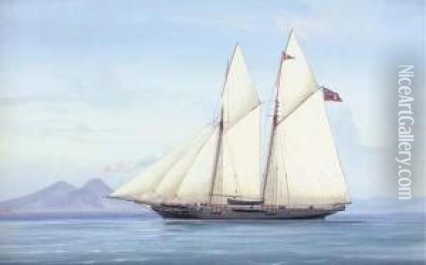 The Schooner Yacht Zoe Oil Painting - Atributed To A. De Simone