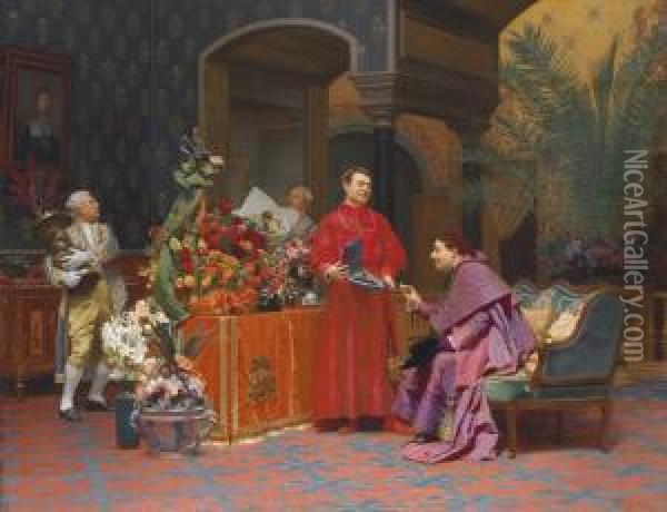 Le Fete Du Cardinal Oil Painting - Jehan Georges Vibert