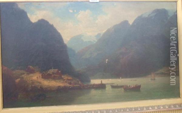 Fjord Scene Oil Painting - William Melby