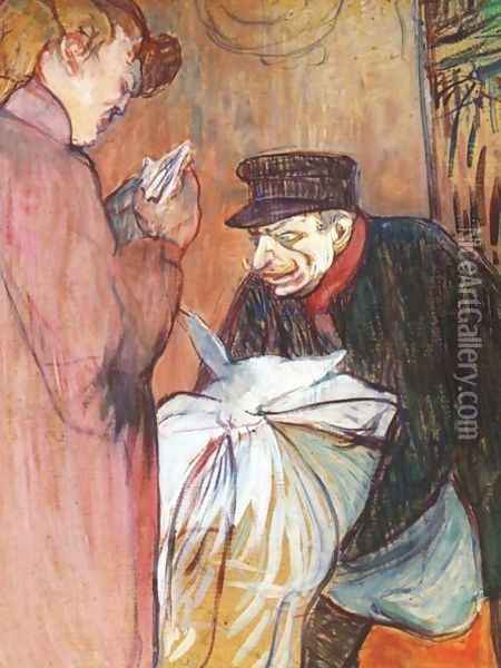 The Brothel Laundryman Oil Painting - Henri De Toulouse-Lautrec