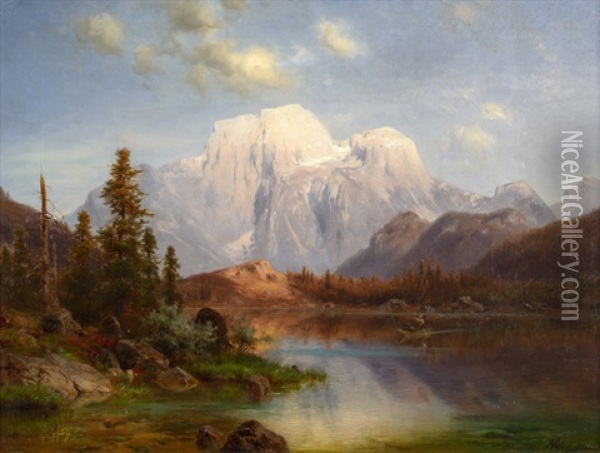 See Im Hochgebirge Oil Painting - Heinrich Hofer