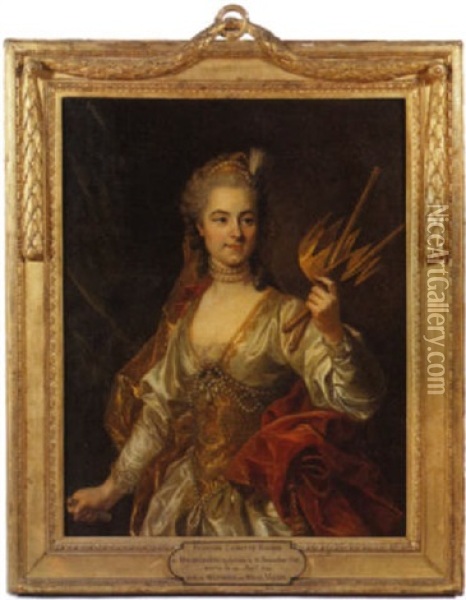 Portrait De Francoise Laurette Randon De Malboissiere, En Melpomene Oil Painting - Louis Michel van Loo