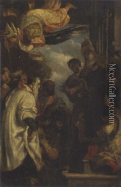 The Consecration Of Saint Nicholas Oil Painting - Charles Robert Leslie