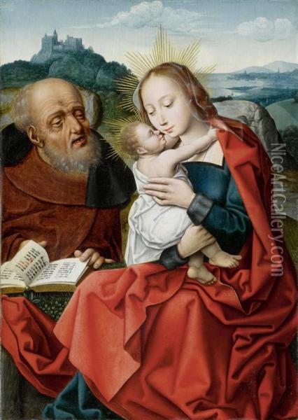 The Holy Family Before A Broad Landscape. Oil Painting - Master Of The Legend Of The Magdalene