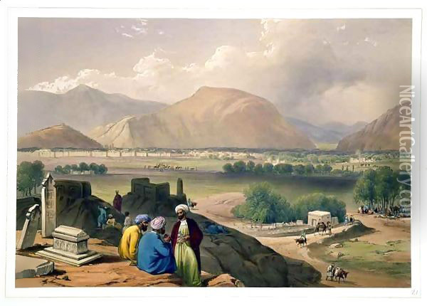 Caubul, from a Burying Ground on the Mountain Ridge, North-East of the City, from 'Sketches in Afghaunistan' Oil Painting - James Atkinson