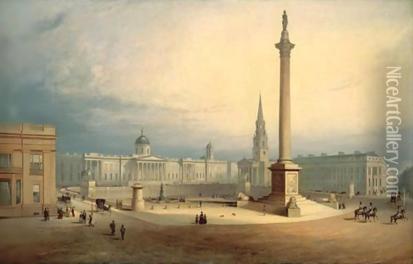 A View Of Trafalgar Square Oil Painting - Charles Deane