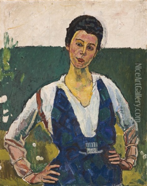 Bildnis Gertrud Muller Im Grunen Oil Painting - Ferdinand Hodler