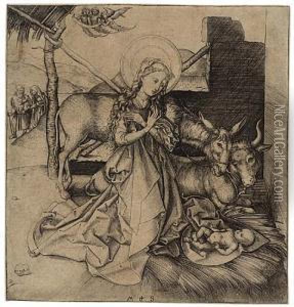 The Nativity Oil Painting - Martin Schongauer